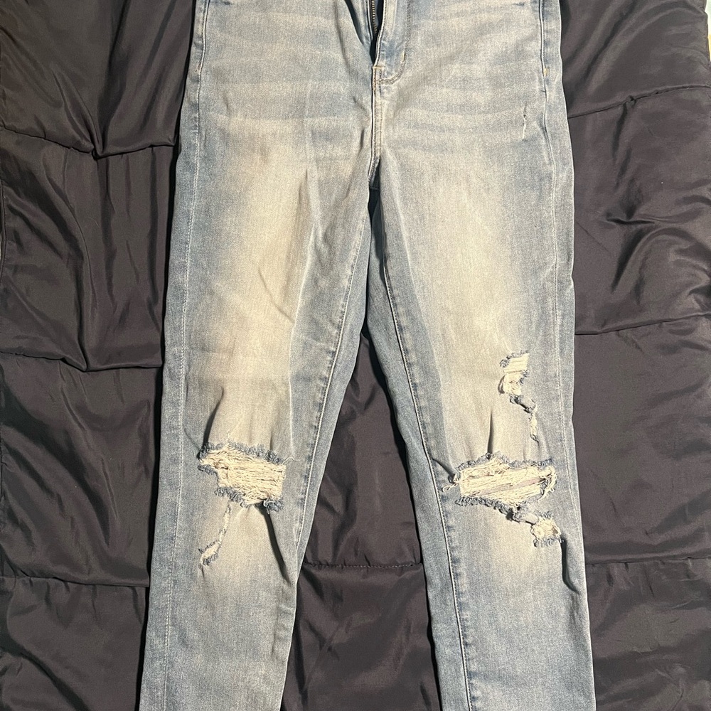 American Eagle Outfitters Blue Jeggings with Distressed Rips